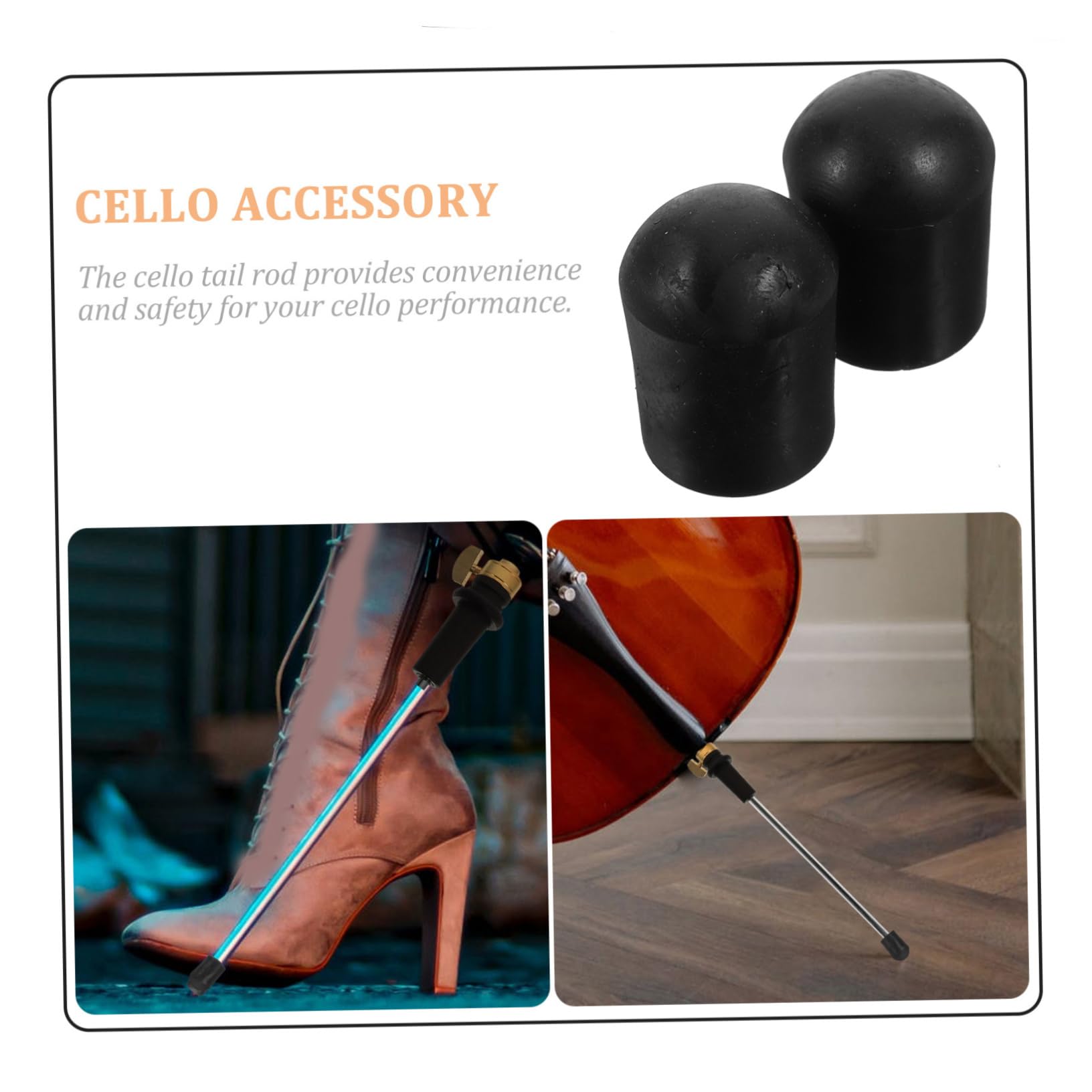 BESPORTBLE 2pcs Cello Endpin Protector Rubber Tip Pad for Musical Instrument Accessories Non Slip Design Durable and Stable for Cello Performance and Practice