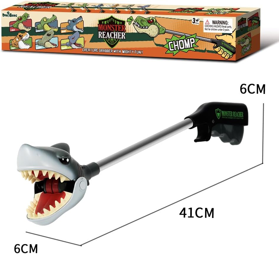 DINOBROS Shark Toy Pincher Grabber Sea Animal Toys Chomper Claw Monster Reacher Great White Shark Toys