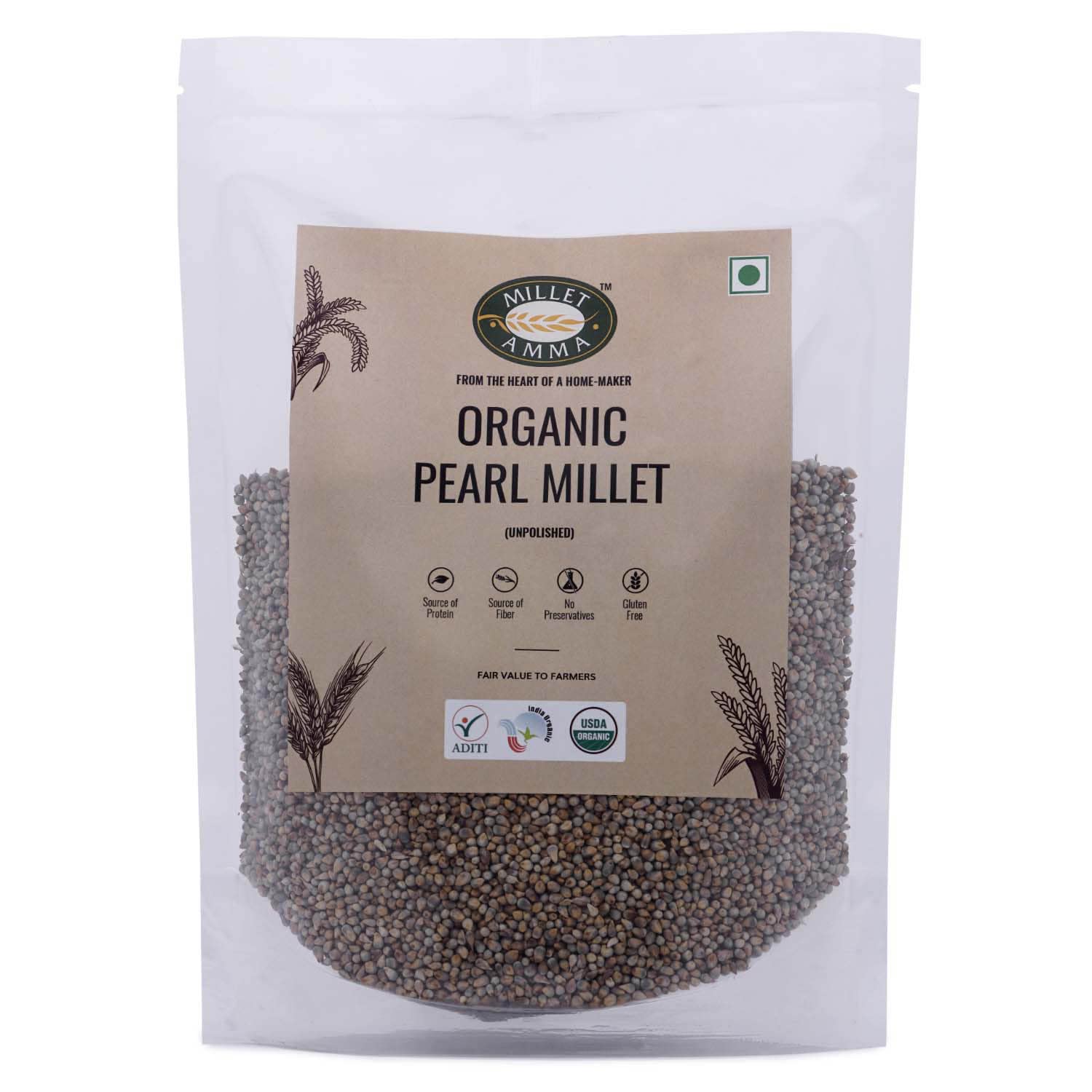 Millet Amma CERTIFIED ORGANIC Pearl Millet (Bajra) - 2 Kg (500g x 4 Packs) | Unpolished Millet Grains | (Kambu, Sajje, Sajja, Bajri, Kambam) | 100% Vegan & Gluten Free, Rich in Protein | (B09M3W4K1B) Amazon Price History, Amazon Price Tracker