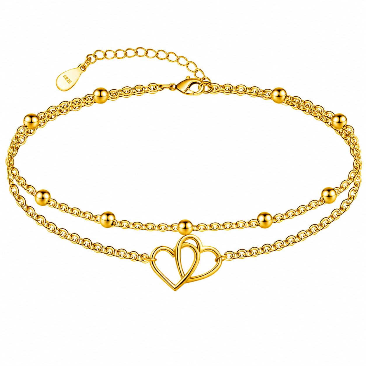 CHIC &amp; ARTSY 925 Sterling Silver Ankle Bracelets for Women, Adjustable Layered Foot Chains with Nature &amp; Symbol Charms, Lightweight Comfort Fit Boho Beach Everyday Jewelry