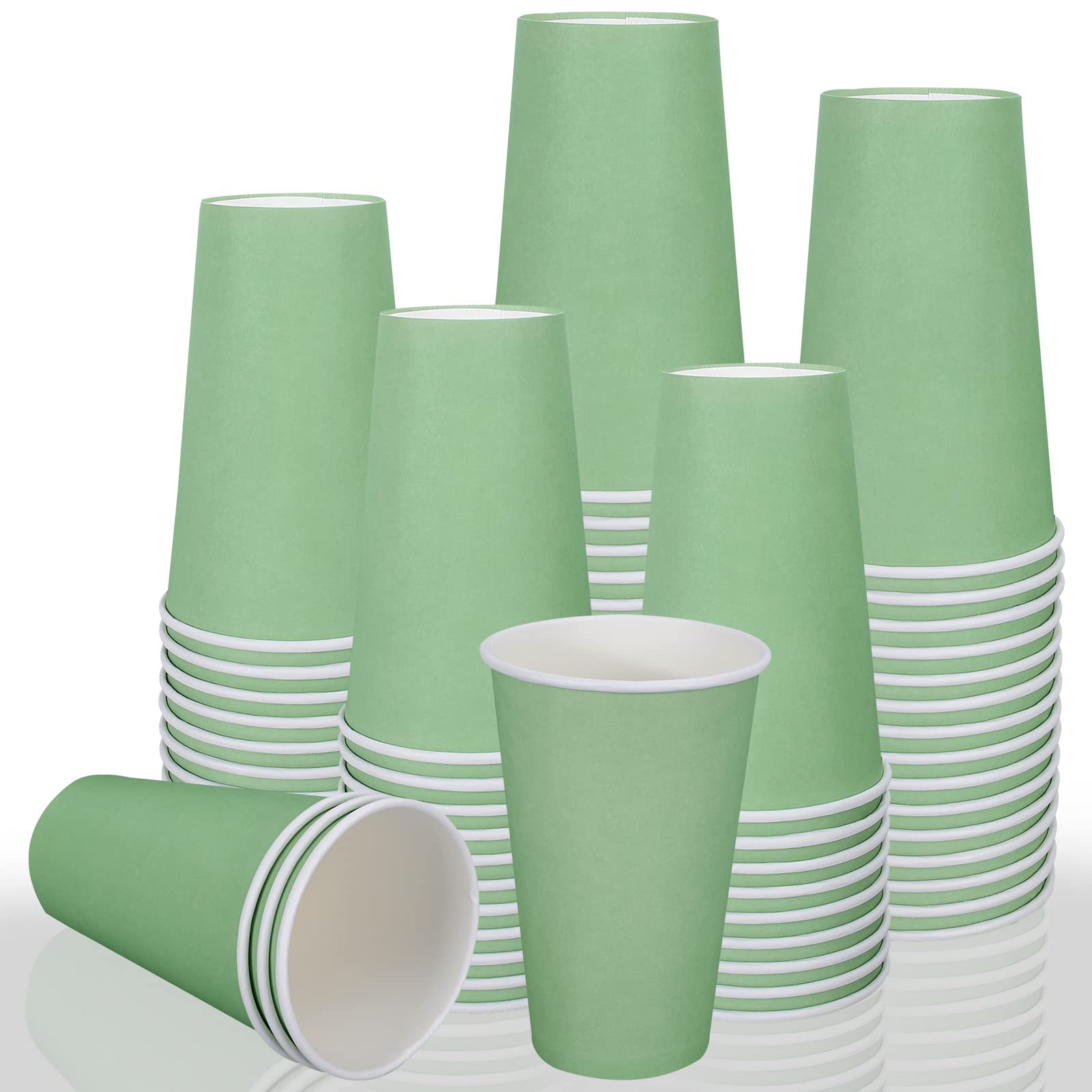 Gobelets jetables en carton isolants vert sauge de 473 ml anti-fuite pour café et cacao
