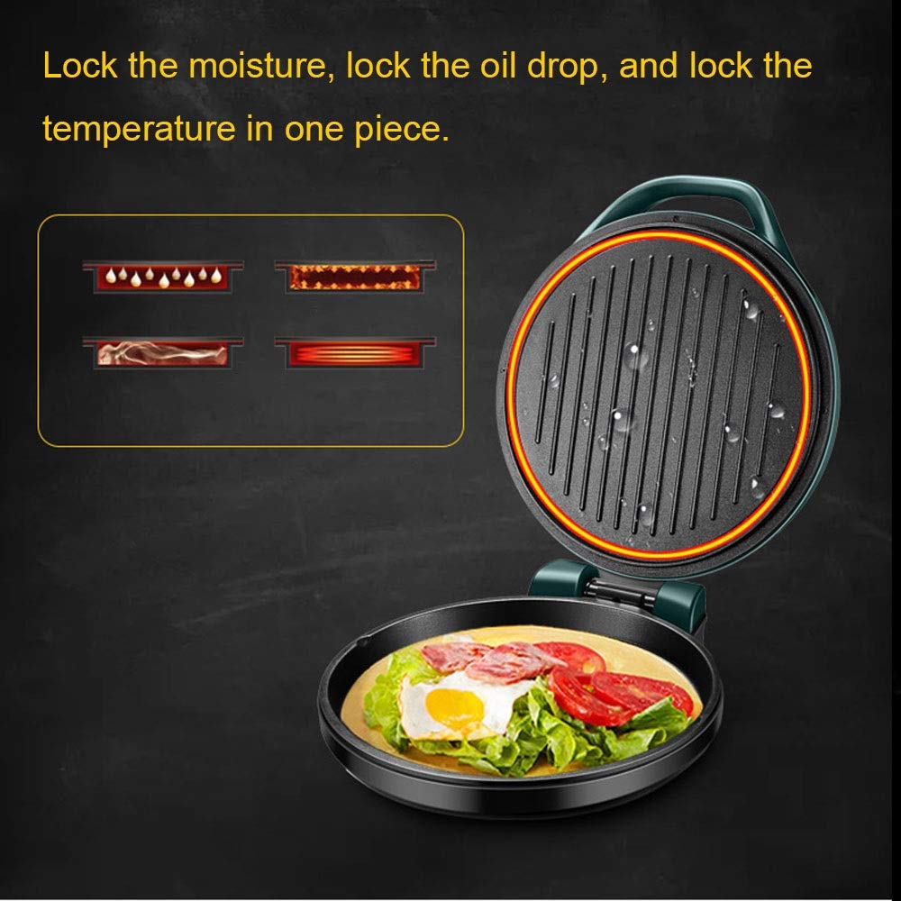 Plegable eléctrico Recipiente for Hornear, 1500W, Hogar de Doble Cara Calefacción Crepe máquina, ampliada y profundizada Plancha Eléctrica sartén, parilla