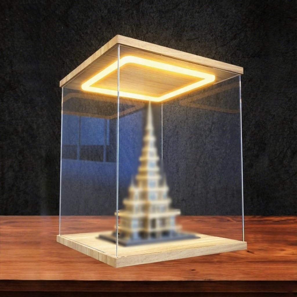 Acryl Vitrine Klare Acrylvitrine mit LED-Beleuchtung, 15, 20, 25, 30, 35, 40, 50 und 60cm Hohe Würfel-Thekenbox, Staubdichte Würfel-Aufbewahrungsboxen für Kunsthandwerk/ Trophäen(10x15xH15cm/4x6x6")