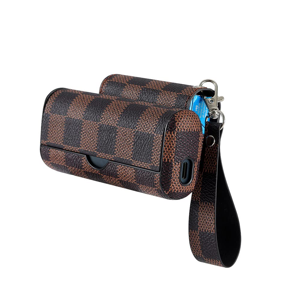 Goodern Compatible for 2 in 1 Large Capacity Case Cover with Cigarette Case,Portable High PU Leather Protective Case Wallet Holder with Lanyard for IQOS ILUMA PRIME,IQOS Accessories-Brown