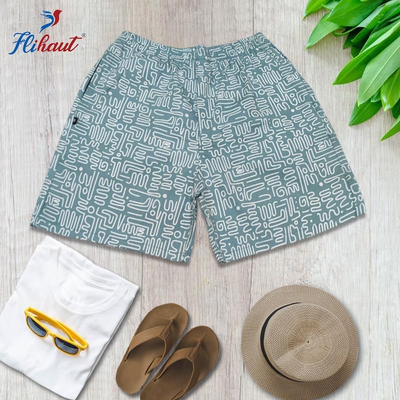 Image of Men's Cotton Shorts Waistband, Zip Fly, 1 Zip Pocket, Back Pockets (Pack of 2)