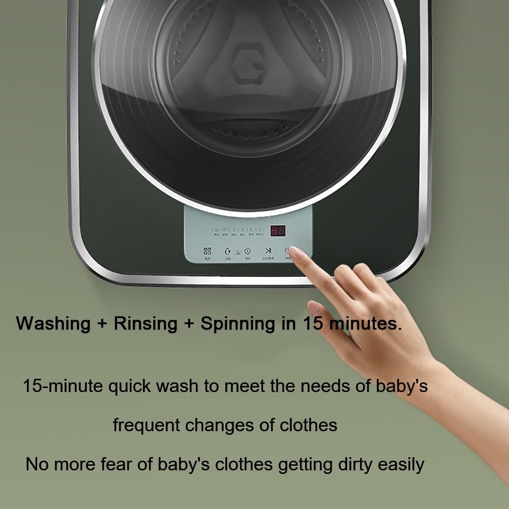 WHIPIN Mini Machine à Laver, Machine à Laver Murale Automatique et Sèche-Linge, Petit Lave-Linge Domestique Compact Portable de 3 Kg, Lavage Autoportant Facile à Utiliser Peu Encombrant