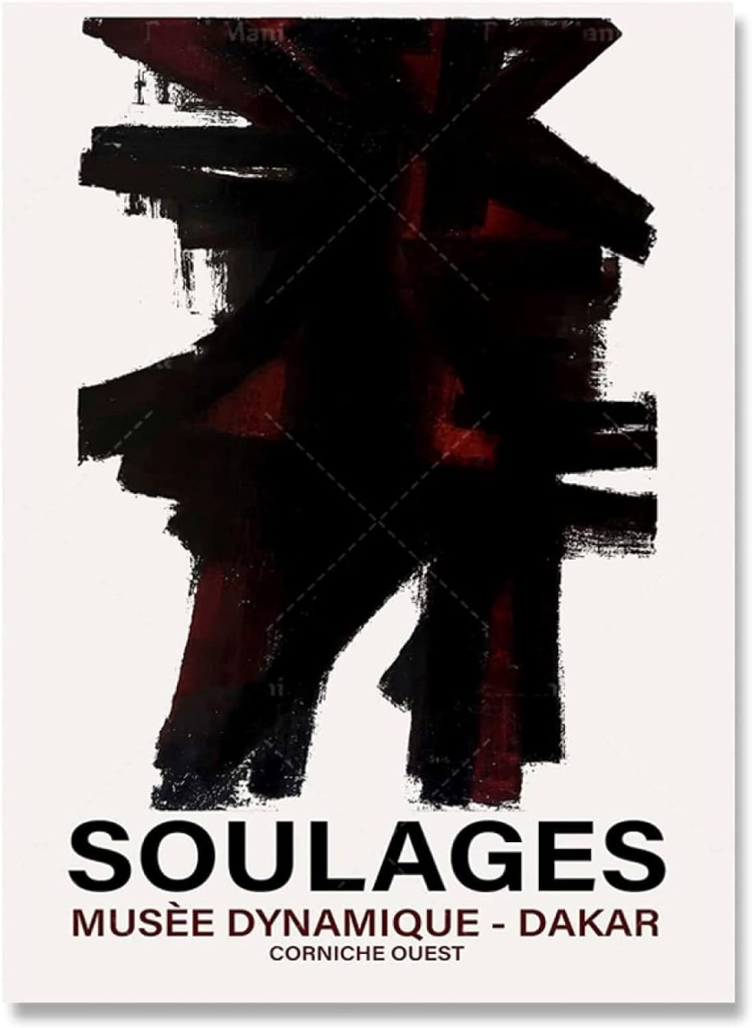 LATAFA Pierre Soulages Affiche Toile Peinture Noir Bleu Graffiti Mur Art Galerie 60x80cm Sans Cadre