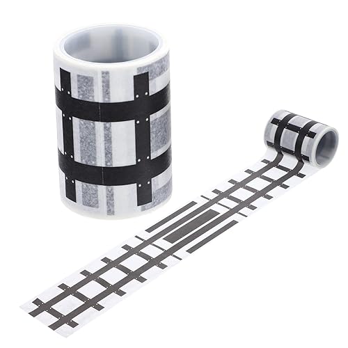 Toyvian Cinta de papel de carretera Papel de contacto 2 rollos Cinta de pista Tren Tren Juguetes Teléfono Poste Cinta de alfombra de papel Cinta de