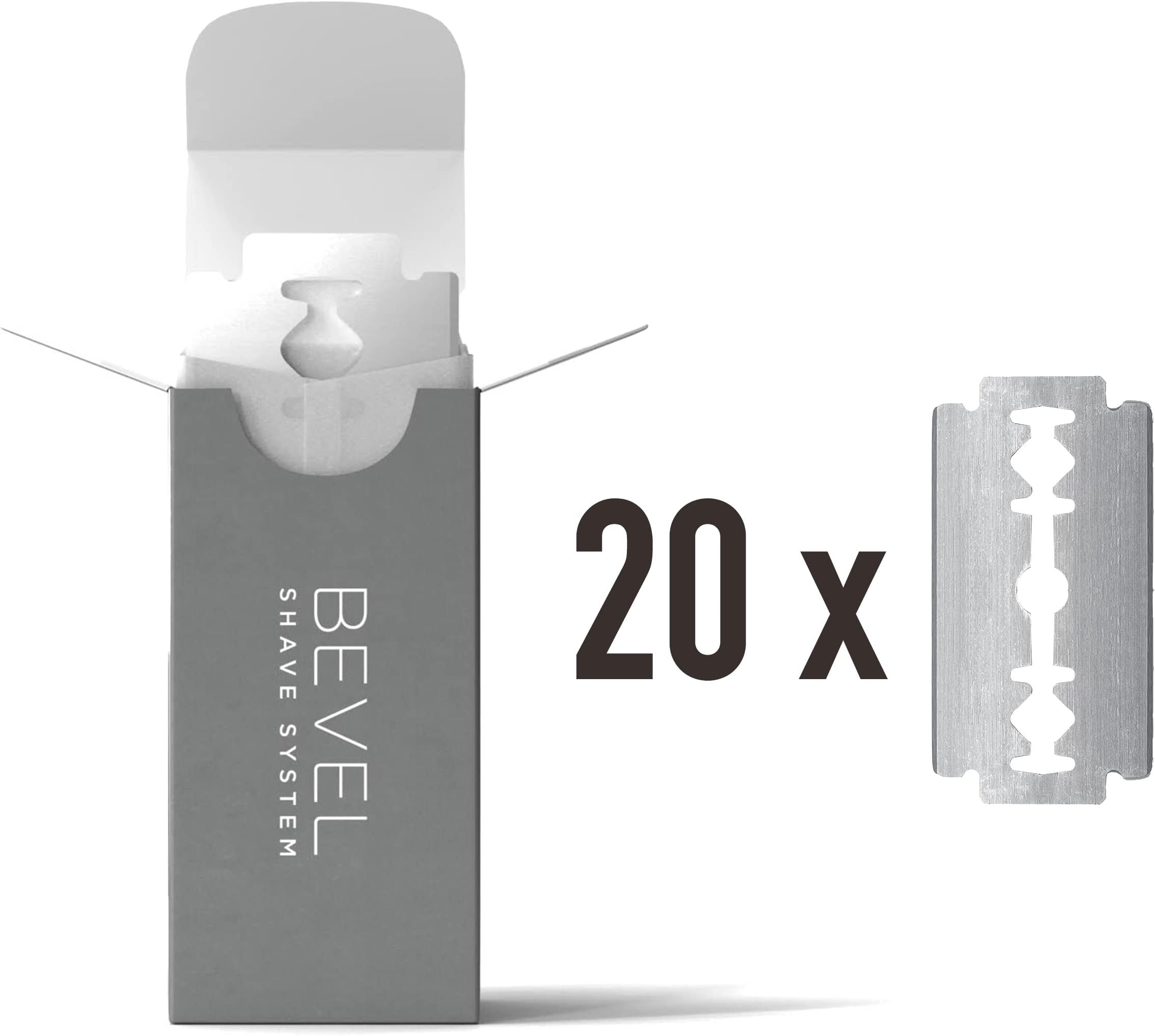 Bevel Safety Razor Replacement Blades 20 Pack, Double Edge Safety Razor for Men Blades to Prevent Razor Bumps and Skin Irritation, Single Blade Razor Refills (Packaging May Vary)