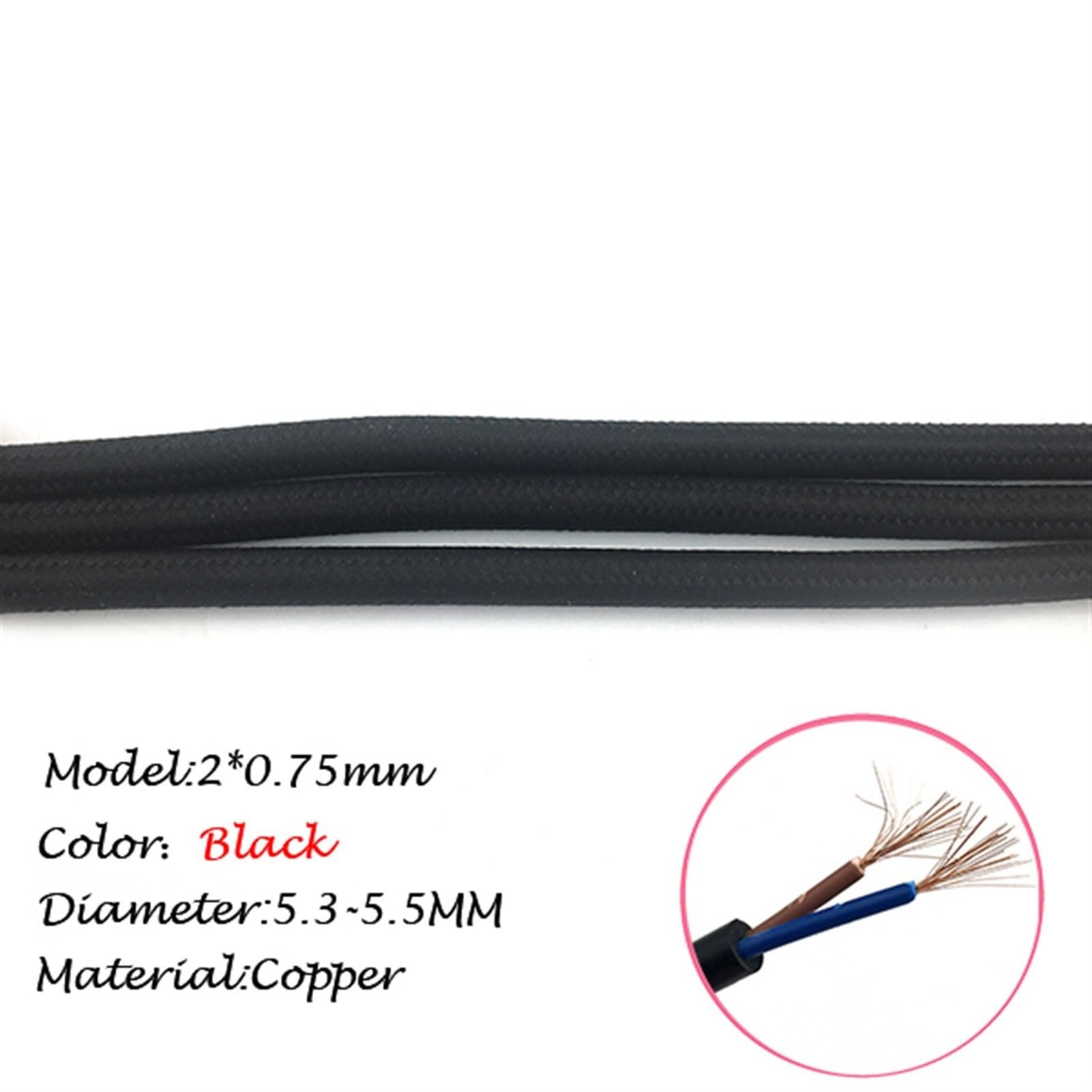 cable eléctrico, Cable trenzado de 5,5-5,8 mm, multicolor, varios tamaños(Black,10meter)