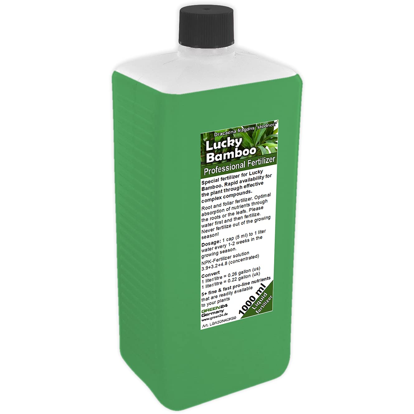 GREEN24 Bambou de la chance engrais Lucky Bamboo, engrais spécial HIGH-TECH NPK complet ligne professionnelle pour la fertilisation du bambou Dracaena sanderiana 1000 ml.