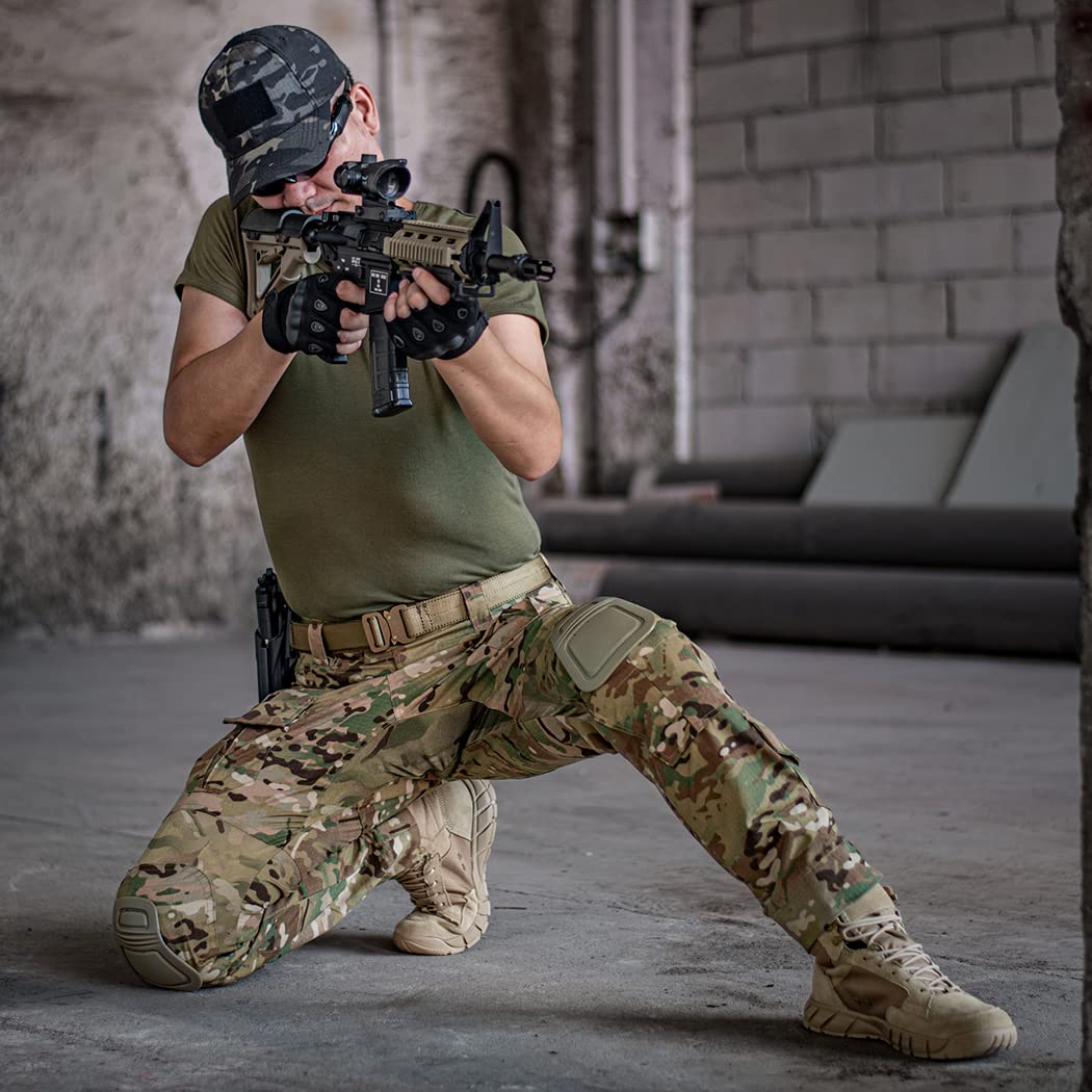 IDOGEAR Pantalones de Combate G3 Multicam con Rodilleras Tácticos Multibolsillos Ajustador Gancho