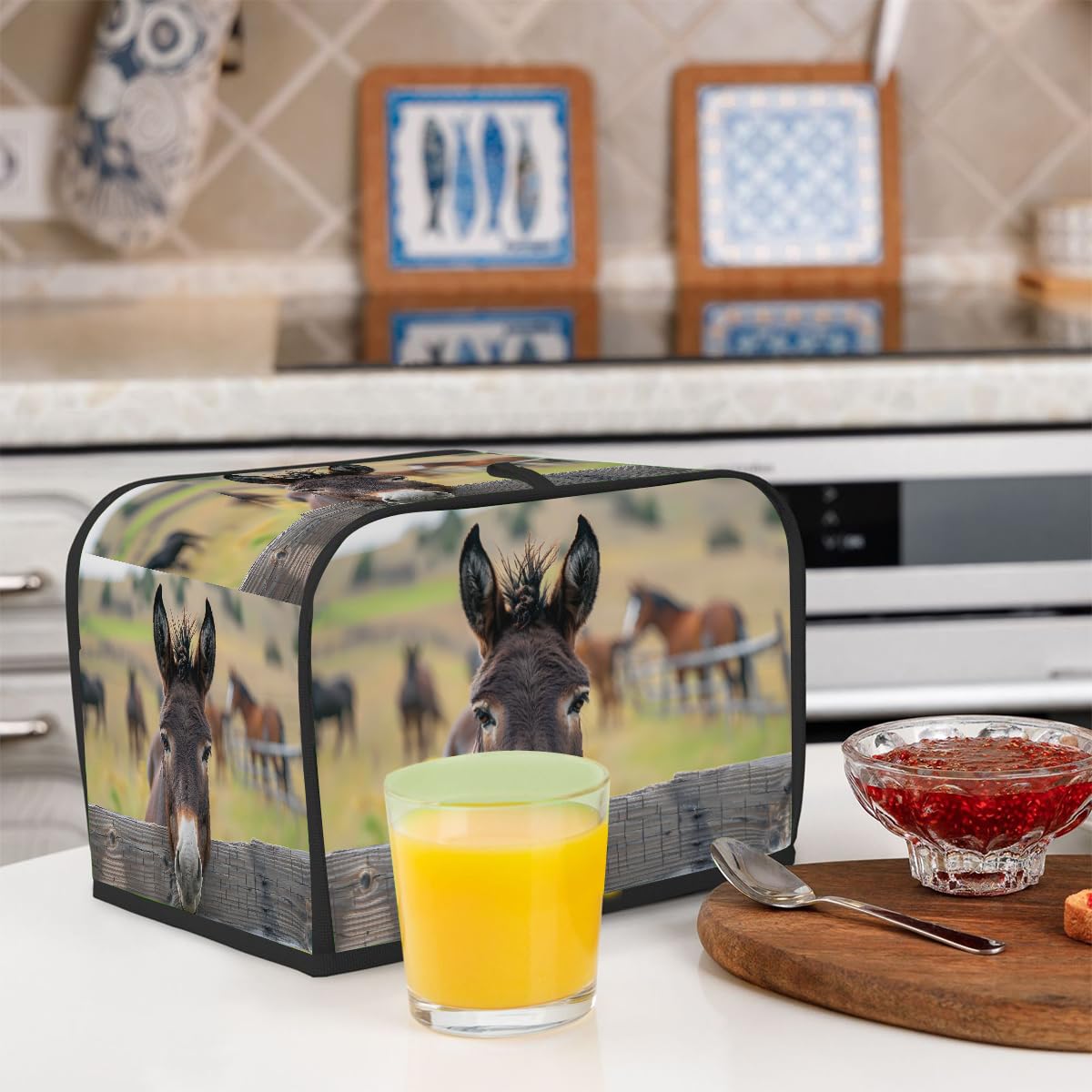 JXDXHCW Peacock Feather Toaster Cover - Dustproof 4-Slice Toaster Cover, Oxford Cloth, 12.4x10.6x8.3 Inches - View #2