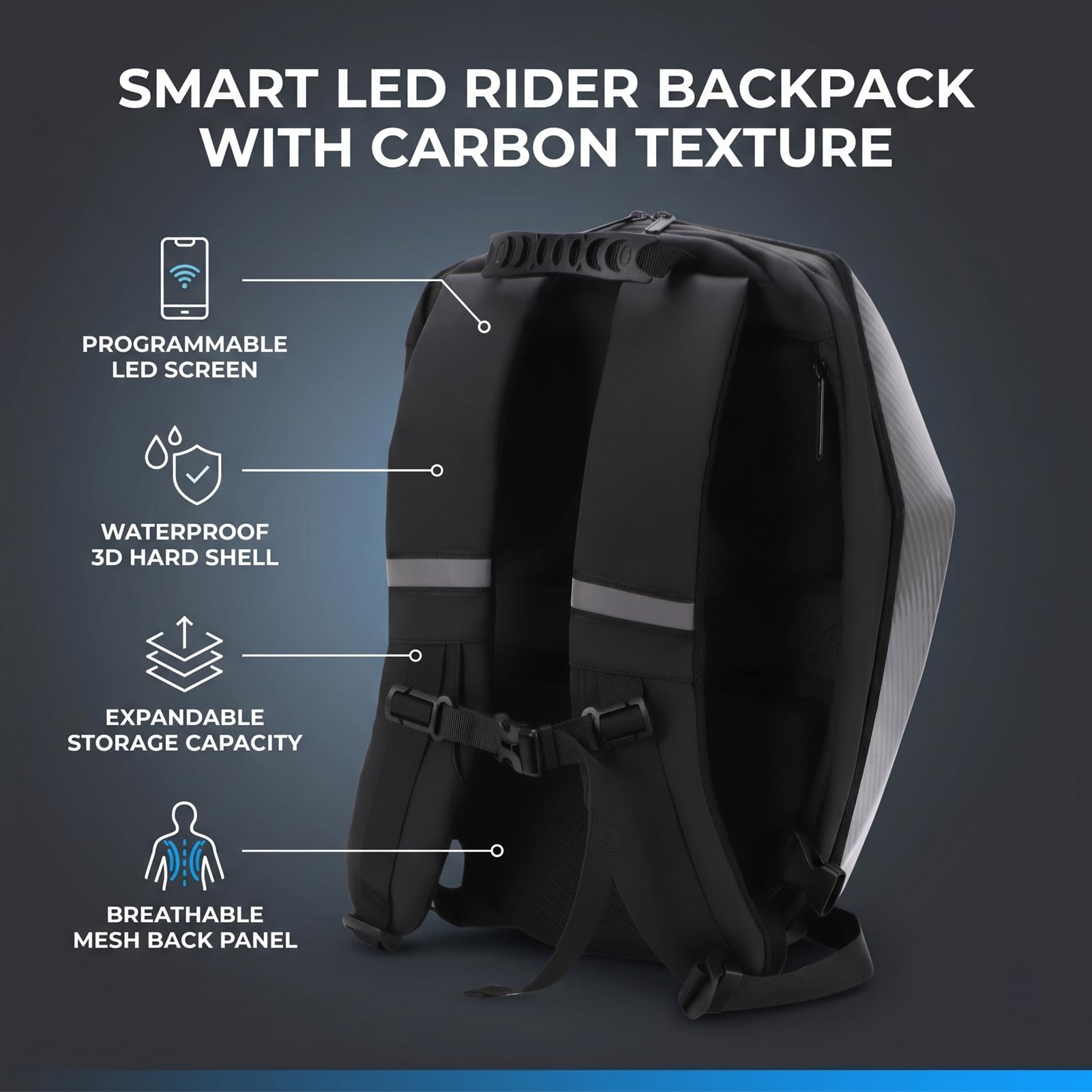 Mochila para Moto Casco Bolsa, Pantalla Programable, para Viajes en Motocicleta