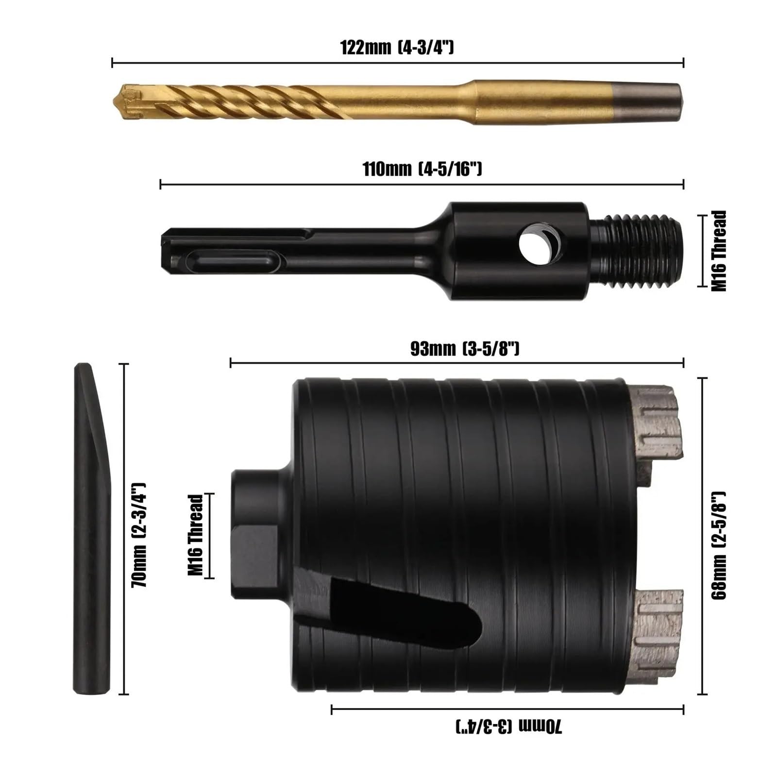 Broca De Diamante Seco Con Adaptador SDS Plus For Paredes De Ladrillo, Mampostería, Hormigón, Bloques De Cemento, Piedra, Granito Y Mármol.(72mm)