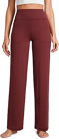 CRZ YOGA Womens Butterluxe High Waist Wide Leg Pants with Pockets 31" - Buttery Soft Comfy Casual Yoga Lounge Pants