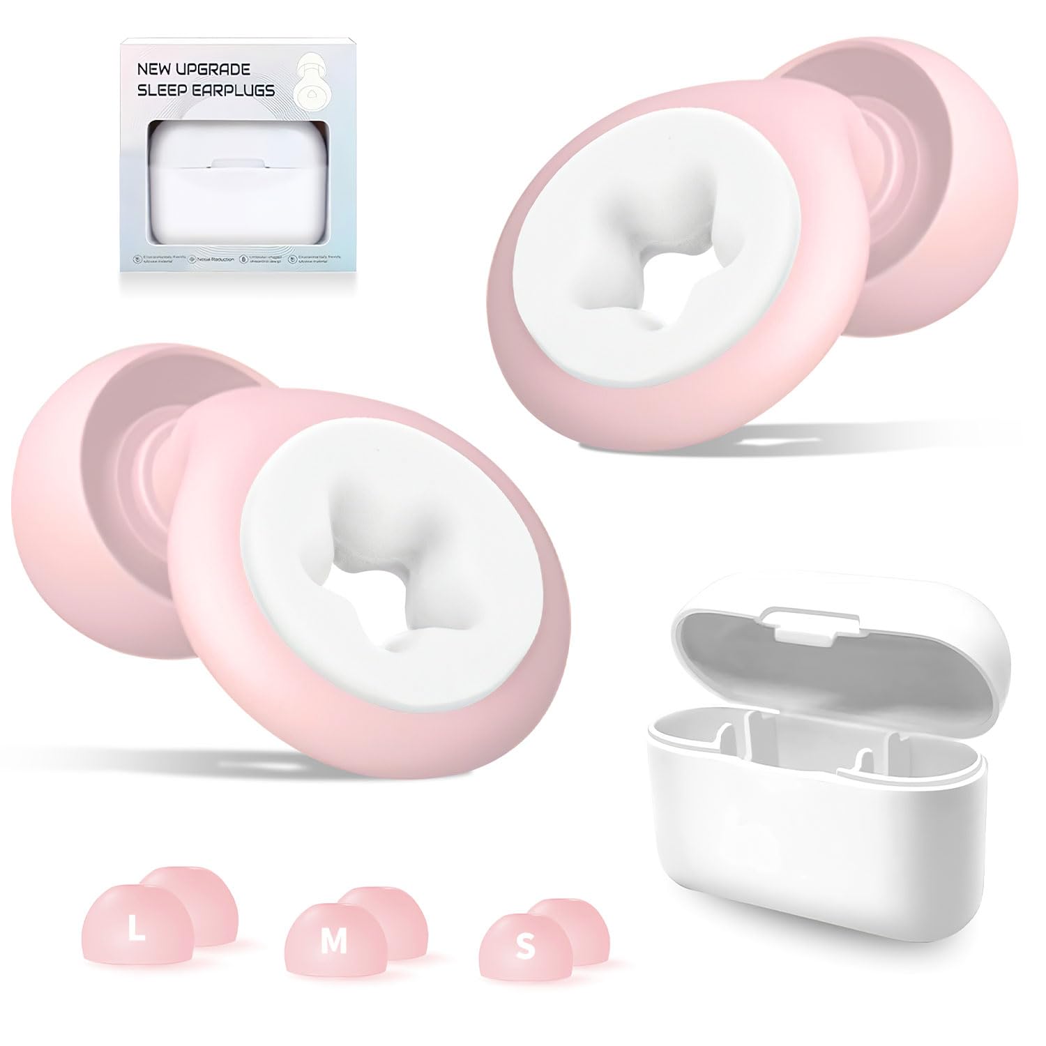 TecoKart® Ear Plugs for Noise Reduction: Flexible Silicone Earplugs for Noise Cancelling, Ear Plug for Flight Travel, Studying, Sleep - Includes 6 Ear Tips (S/M/L), Pink Star (B0DCYRS5R3) Amazon Price History, Amazon Price Tracker