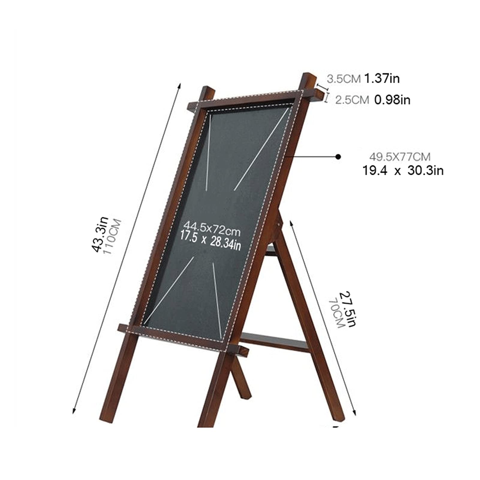 GRFIT Menu Poster Plegable de Servicio Pesado Un Signo de Marco Signo de la acera 17.5x28.34 Pulgadas Pizarra de Madera Vitrina for Publicidad Exterior o Interior Estante de exhibición de Carteles