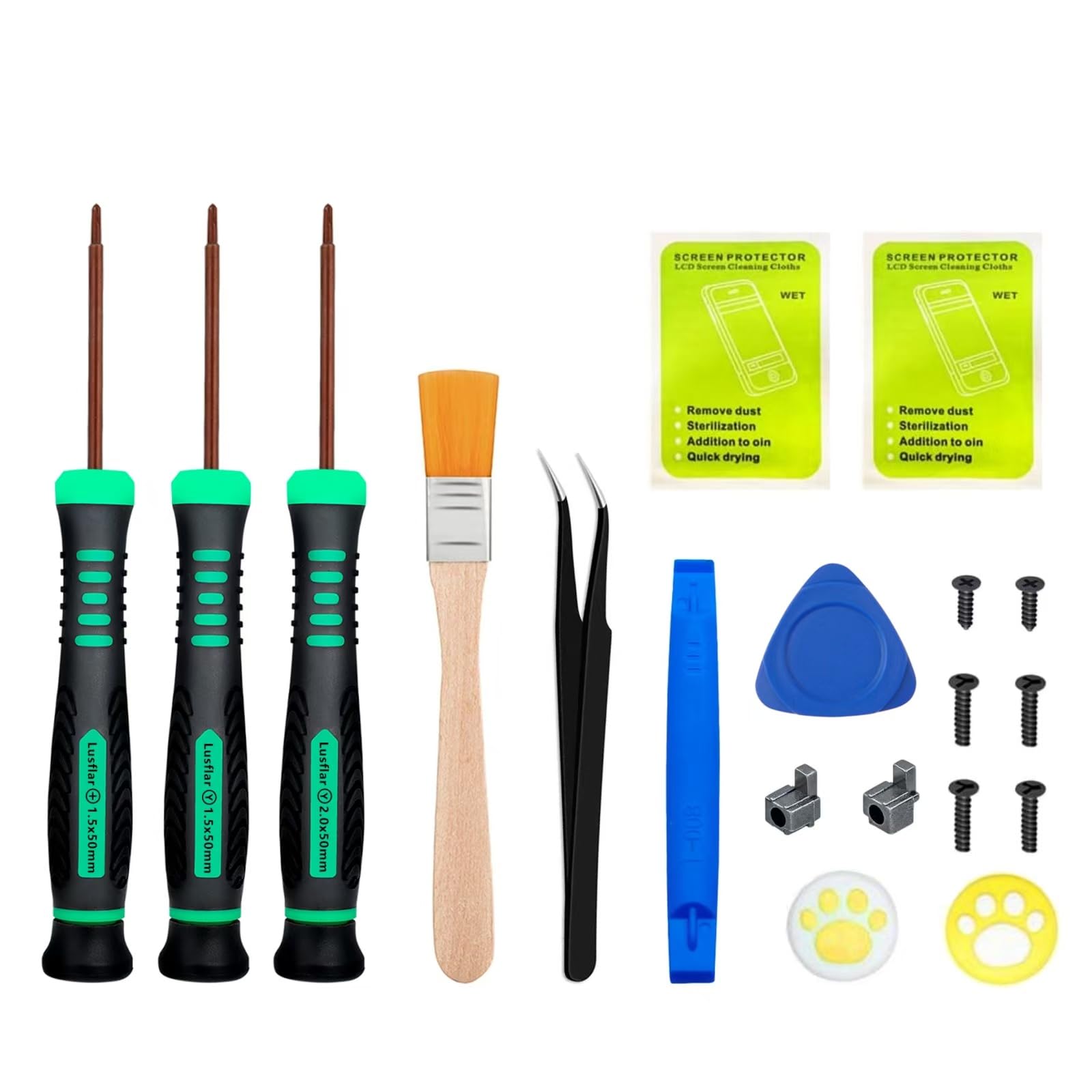 Lusflar Switch Reparatur-Set mit Y1.5 Y2.0 PH000 Schraubendrehern Joycon-Werkzeug Ersatz Reparatursatz für Präzisionsbits für Controller Akkuwechsel Reinigung Demontagewerkzeugsatz (19-tlg.)