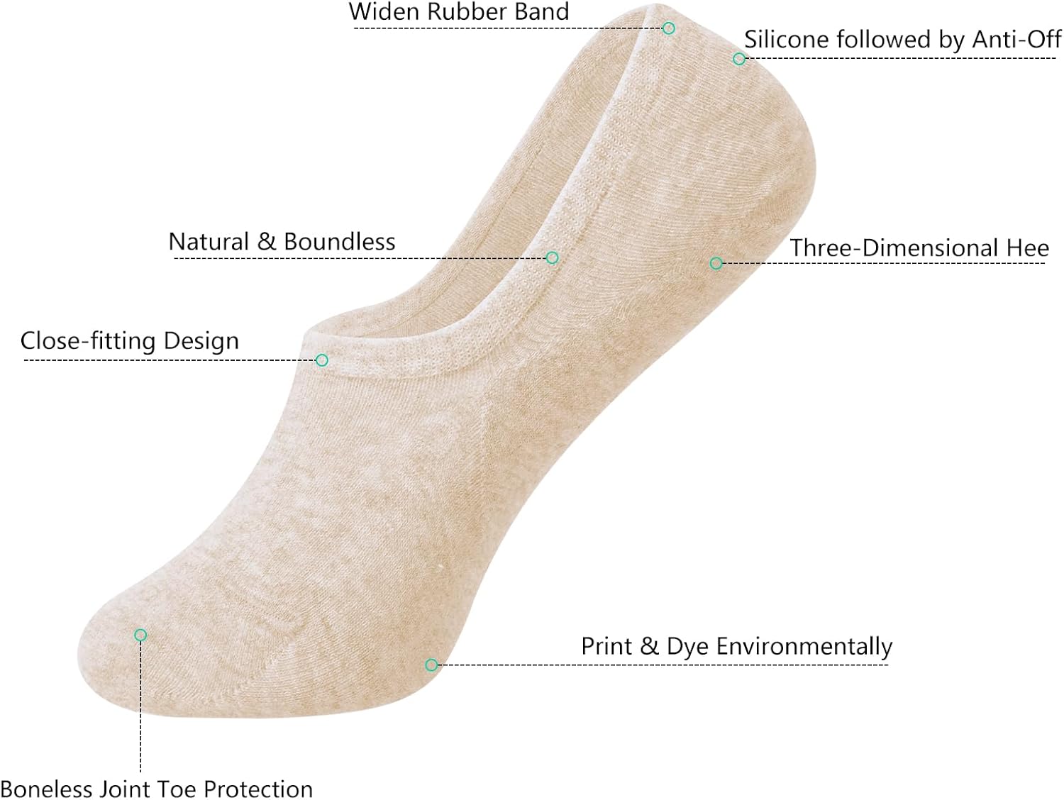 DIBAOLONG Womens No Show Socks Non Slip Flat Boat Line Low Cut Socks (6-12 Packs) - Image 3