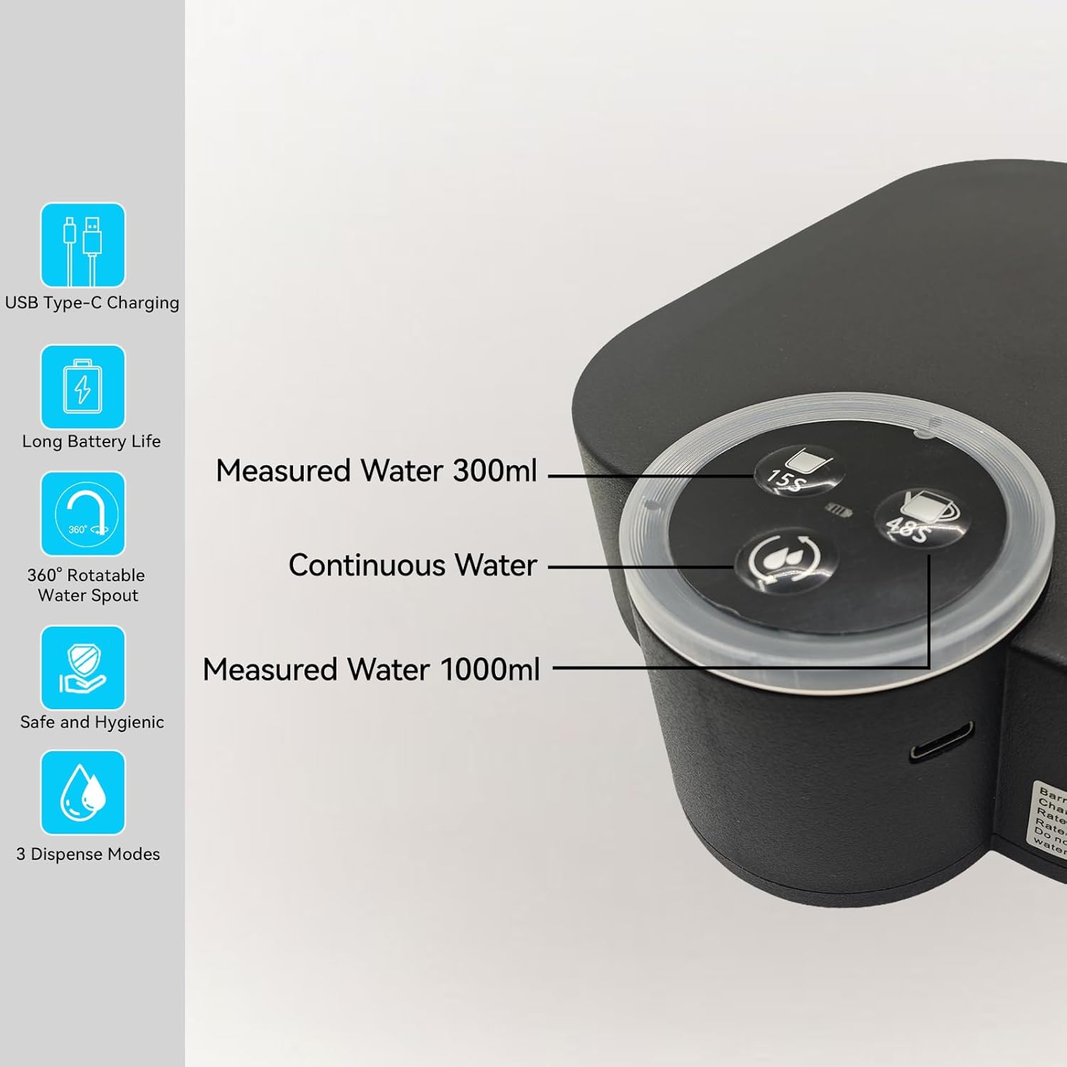 Drinking Water Dispenser Pump, Electric Desktop Water Pump for Universal Bottle, USB Charging, 5 Gallon Water Jug Pump for Home, Office, Outdoor