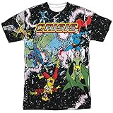 Justice League DC Retro Crisis on Infinite Earths Adult 2-Sided Print T-Shirt Black