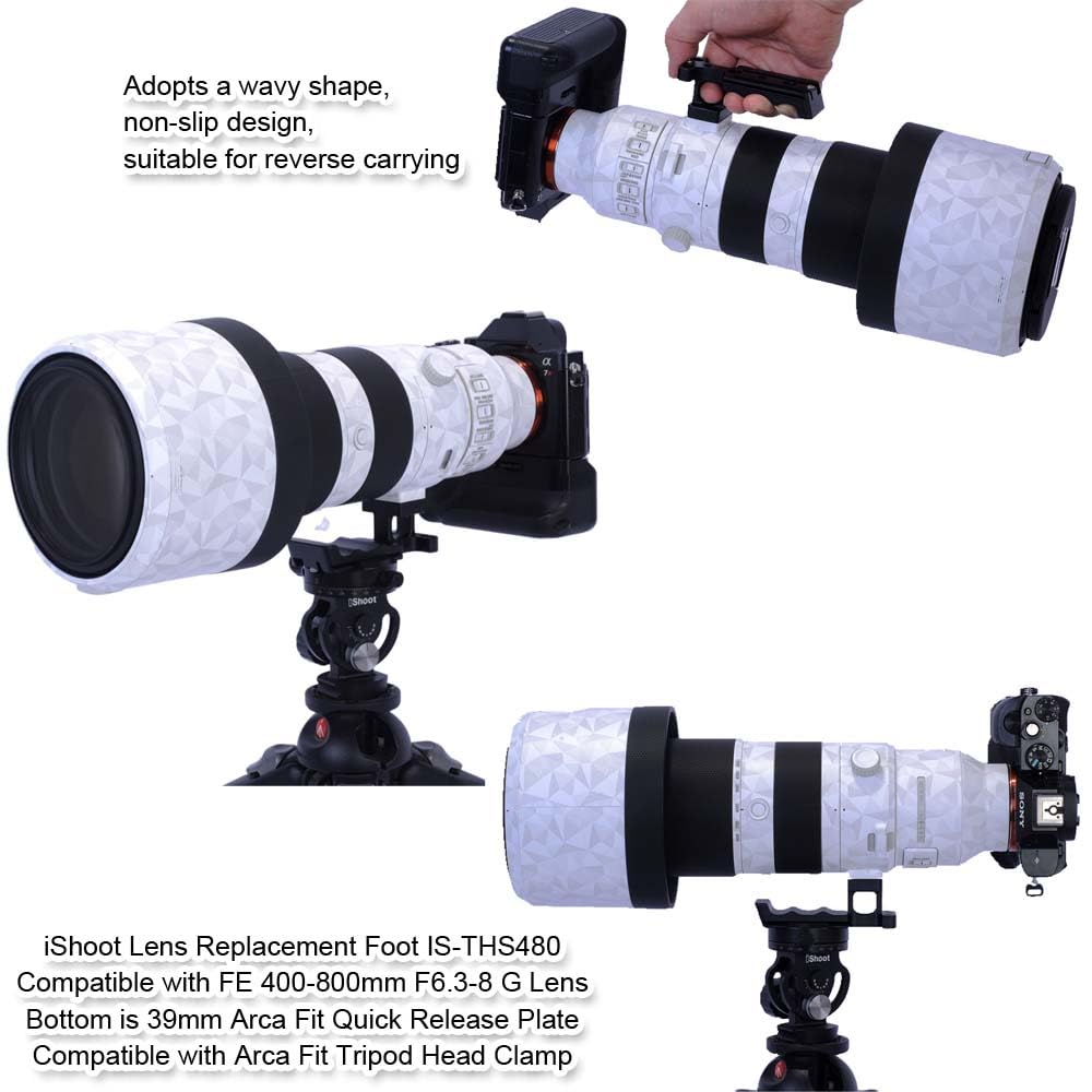 iShoot Soporte de repuesto para collar de lente, base de anillo de montaje para trípode compatible con Sony FE 400-800 mm F6.3-8 G, soporte de soporte Arca-Swiss Fit placa de liberación rápida para