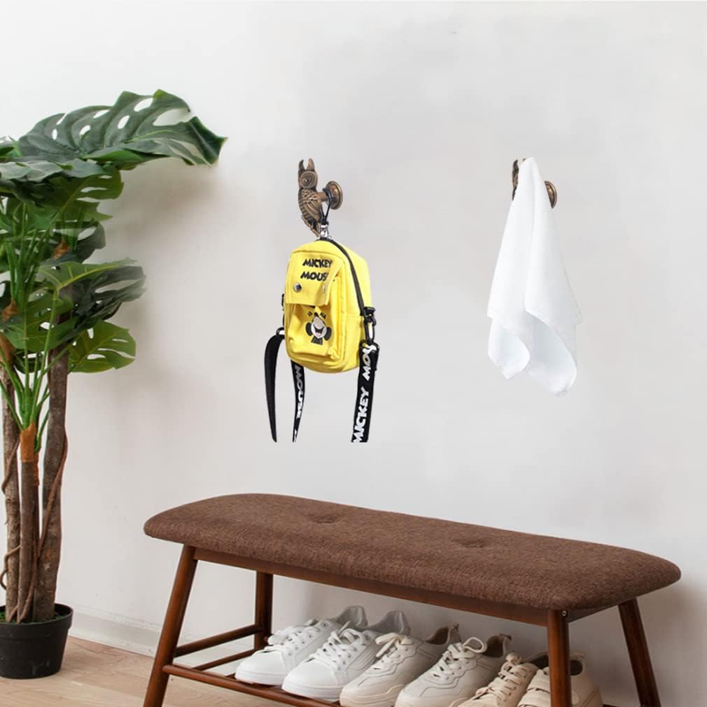 Owl Coat Hooks, Owl Wall Hanger Hooks Rack, Decorative Wall Mounted Coat Hooks for Hanging Clothes Coats Towels Keys Hats, 4 Pack Animal Mounted Wall Hook