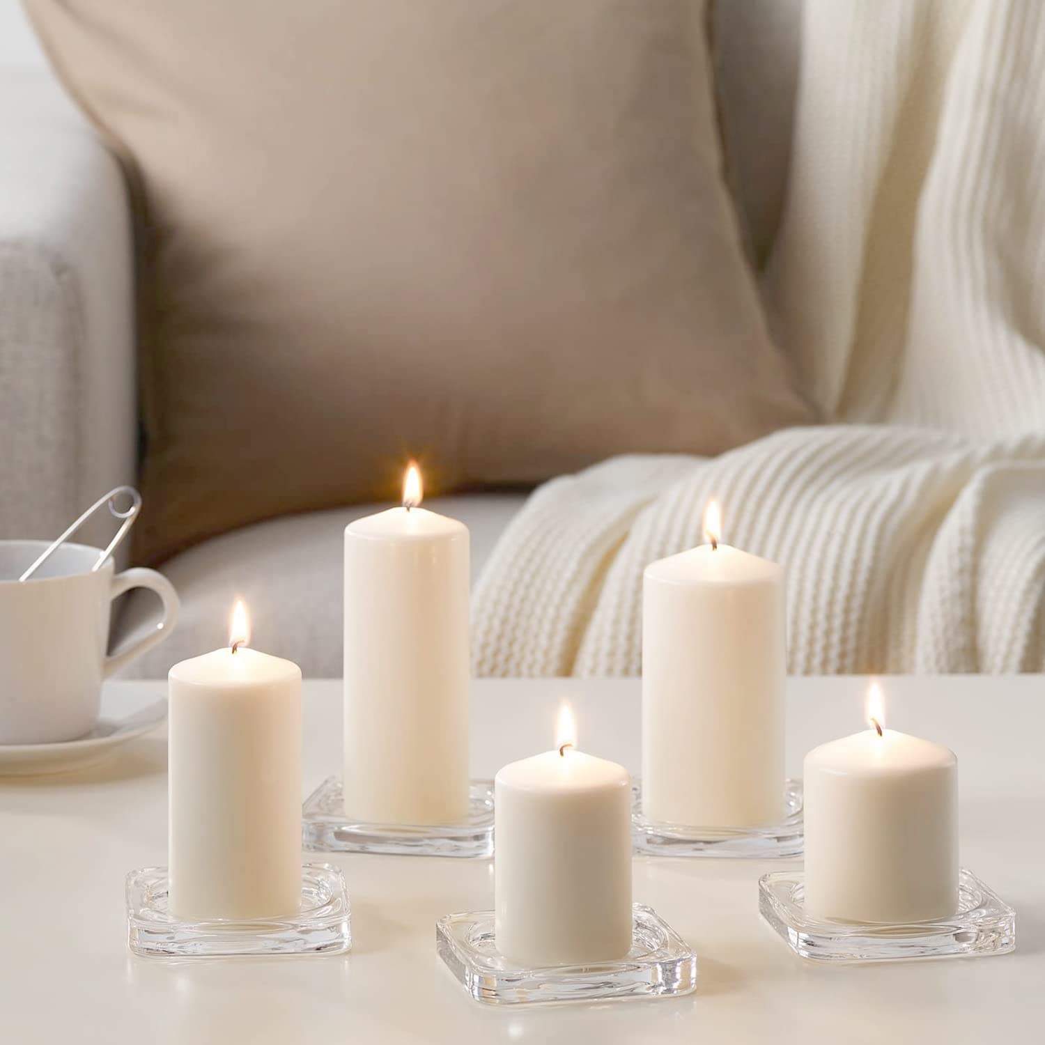 GREATOYAR Juego de Velas, Conjunto de 12 Velas, Vela Gruesa, Tamaño 7x15.5cm, Color Blanco, Cera sin Perfume, Sin Goteo, Larga Duración, Calidad de la UE