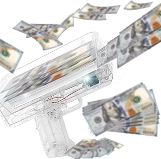 Money Gun(Transparent), Dollar Gun,Make It Rain Money Spray Gun for Birthday Wedding Party, Night Club with 100 PCS Money