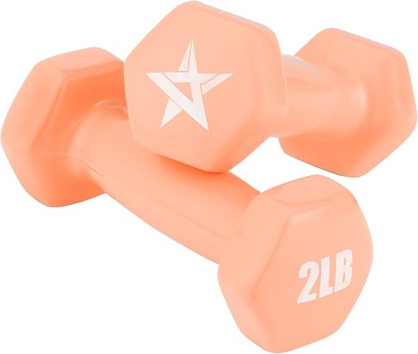 Yes4All Vinyl Hexagon Dumbbell - Dumbbells Set of 2 Hand Weights for Home Gym & Strength Training (2-15 lbs Weight Optio
