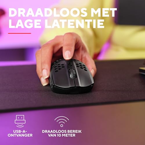 Trust Gaming GXT 929 Helox Ultralichte Draadloze Gaming Muis 75g, Batterijduur 80h, 2.4 GHz Micro-USB, Aanpasbare DPI 800-4800, LED Oplaadbare Gaming Mouse voor PC Computer Laptop - Zwart - Afbeelding 5