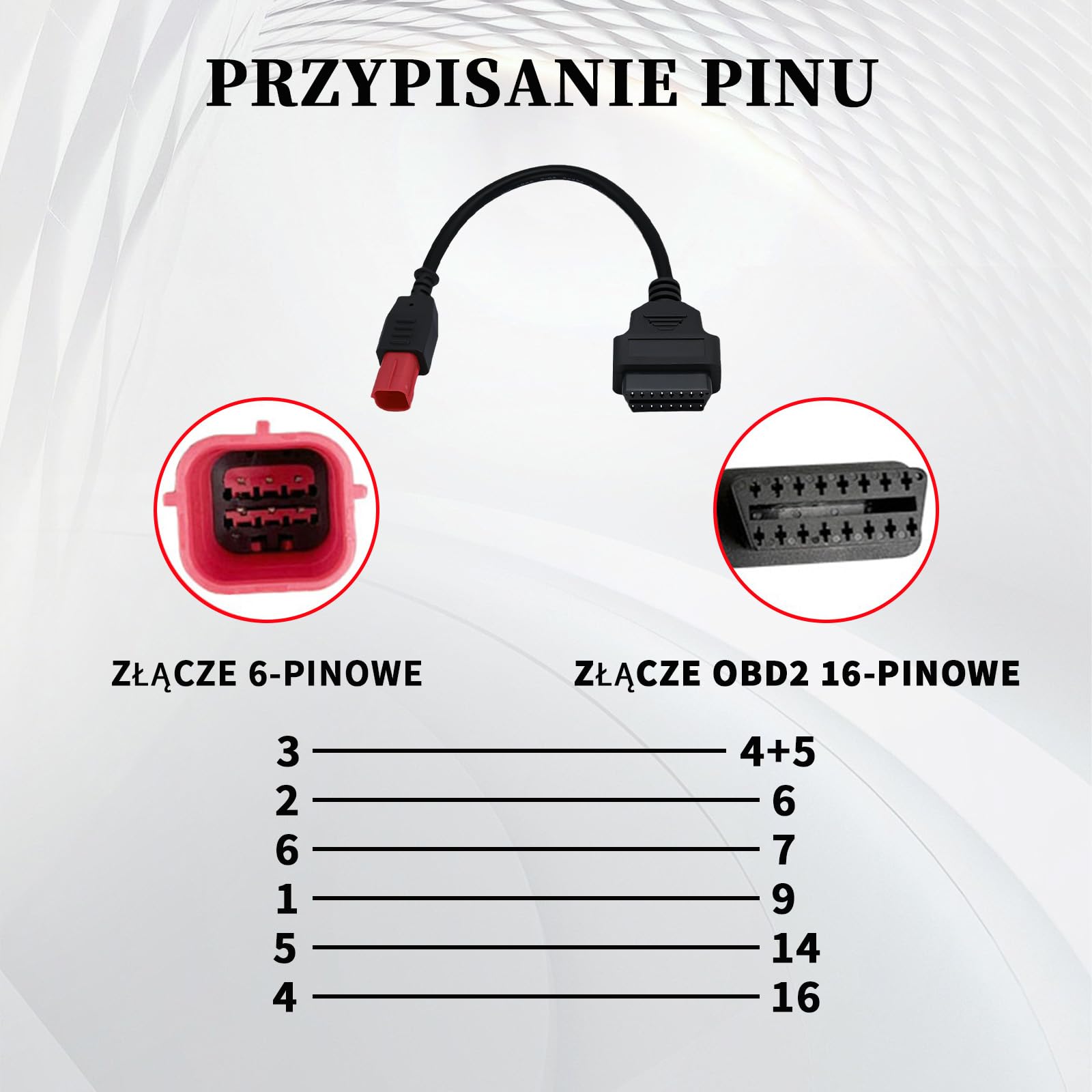 Cavo adattatore OBD2 a 6 Pin, adatto a Guzzi Kawasaki Suzuki Yamaha Piaggio Vespa Honda motor Diagnostic Cable OBD, connettori a 6 Pin Euro5 possono Bus e k line, lavora con il lettore di codice