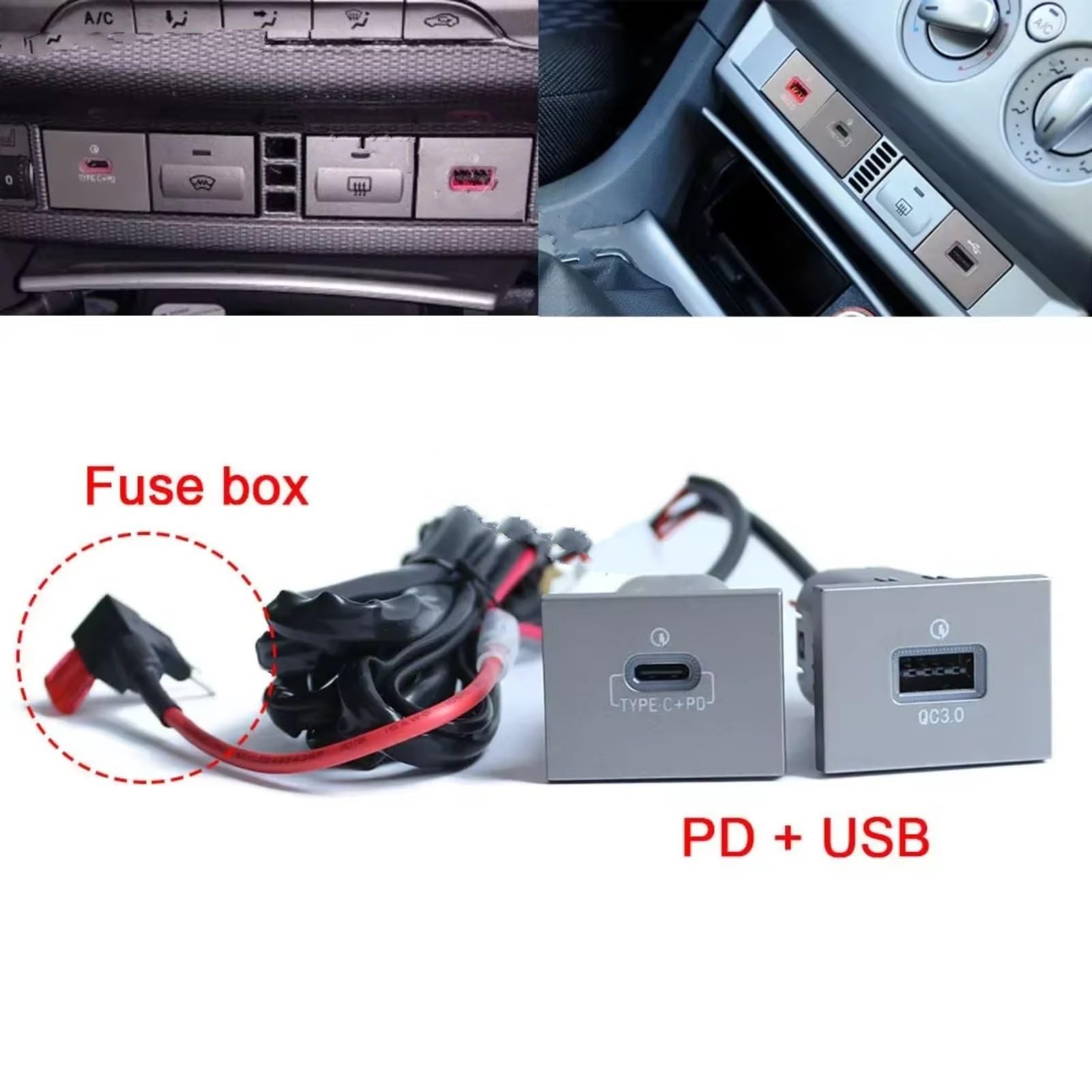 Console Centrale Porta USB Compatibile Con Ford Per Focus 2 Per Mk2 2009 2010 2011 12V 24V Auto Caricabatterie PD Ricarica Rapida QC3.0 Presa USB