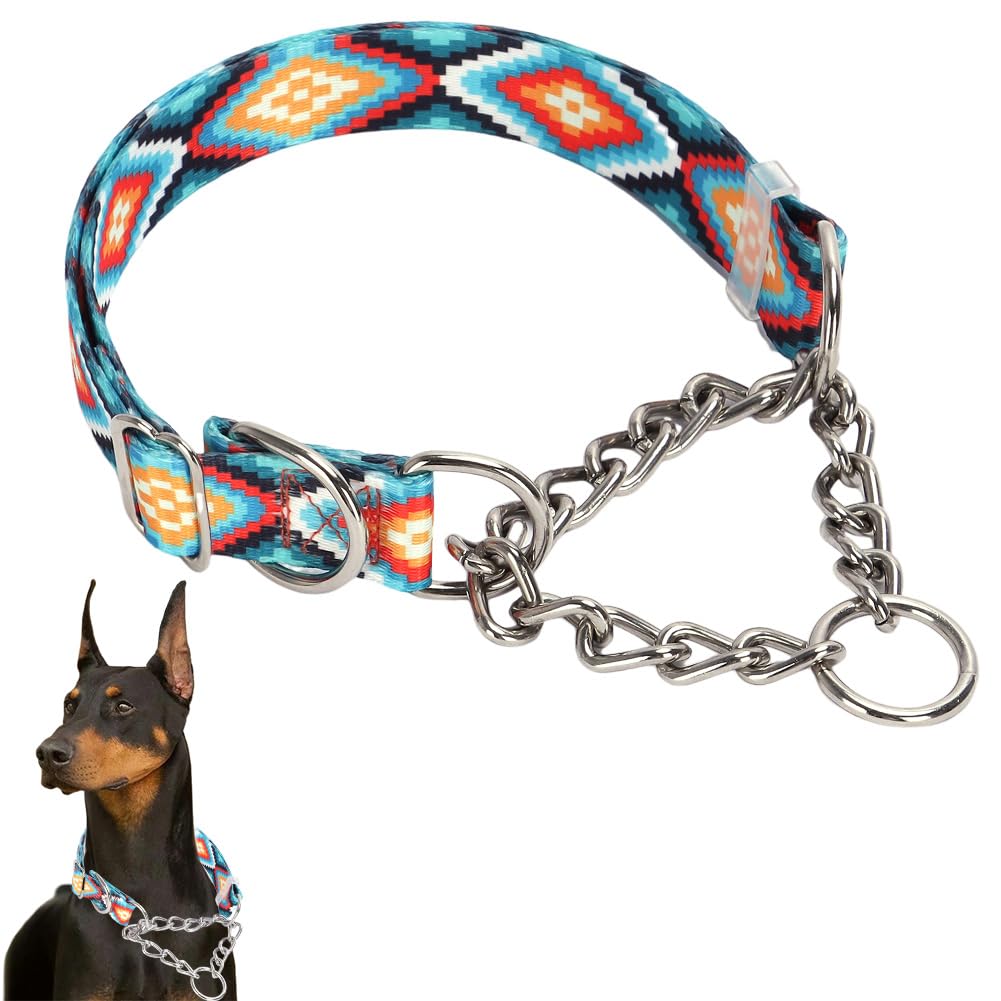 chain collars for large dogs,Stainless Steel Chain Martingale Collar for Dogs No Pull Slip Cinch Choker Choke Heavy Duty Dog Collar