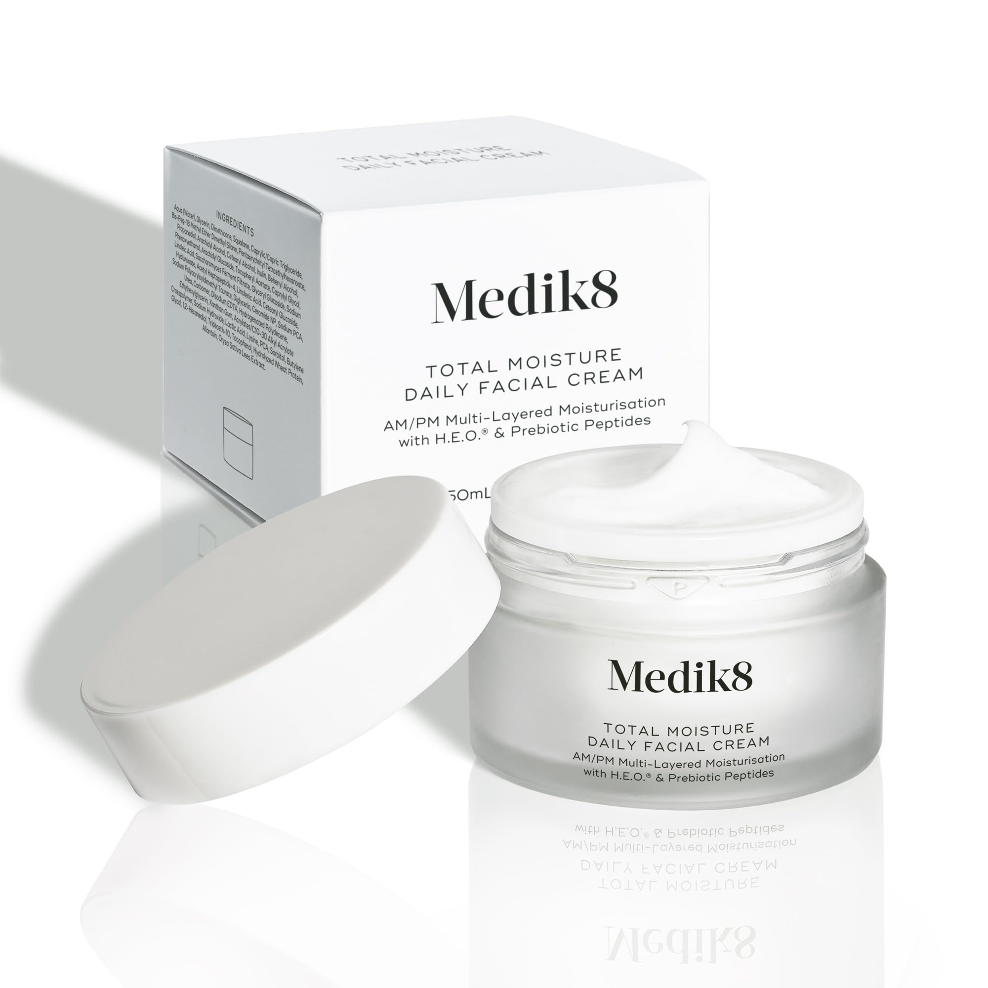 Medik8 Total Moisture Daily Facial Cream, Feuchtigkeitscreme, 50 ml Refill | Mehrschichtige Feuchtigkeitspflege, Tag & Nacht, H.E.O. & präbiotische Peptiden, 100 Std. Feuchtigkeit, für die Hautbarriere