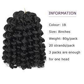 Crochet Braids Hair 8 Inch Jamaican Bounce Wand Curl Crochet Hair Curly Bounce Crochet Braids Hair Extension Twist Crochet Hair(5 PCS, 1B)