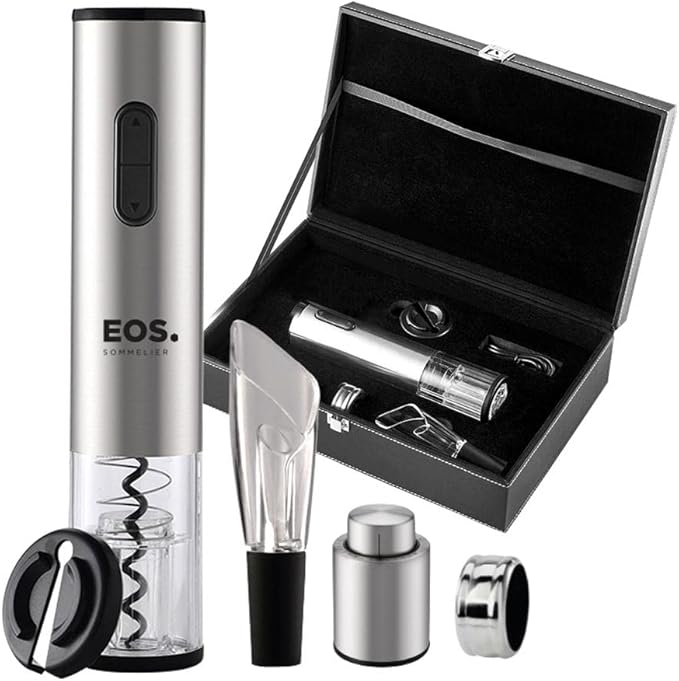 Kit Abridor de Vinho Elétrico Eos Eab03m Inox + Maleta Kit Abridor de Vinho Elétrico Eos Eab03m Inox + Maleta