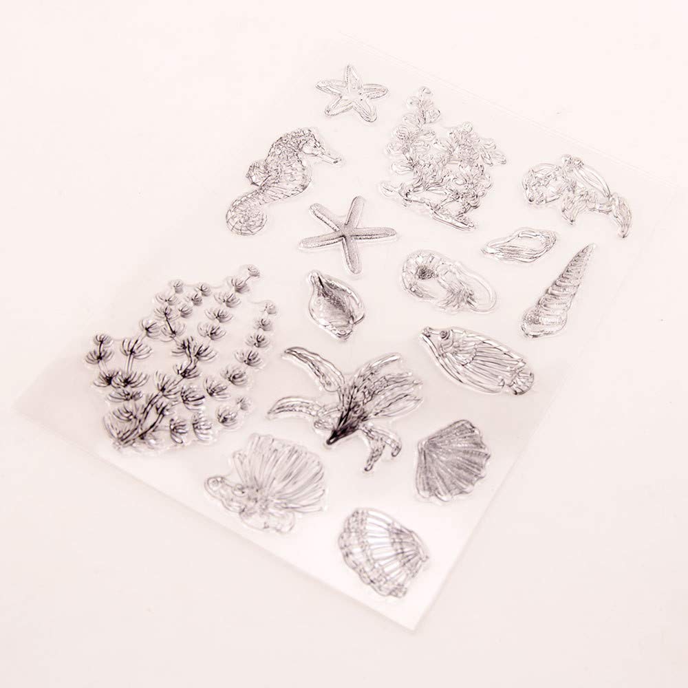 Morze przezroczyste stemple metalowe matryce do cięcia silikonowe tłoczenie szablon do tworzenia kart DIY scrapbooking konik morski muszla dno morskie