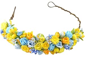Ukrainian Flower Headband: Crown Halo of Yellow and Blue