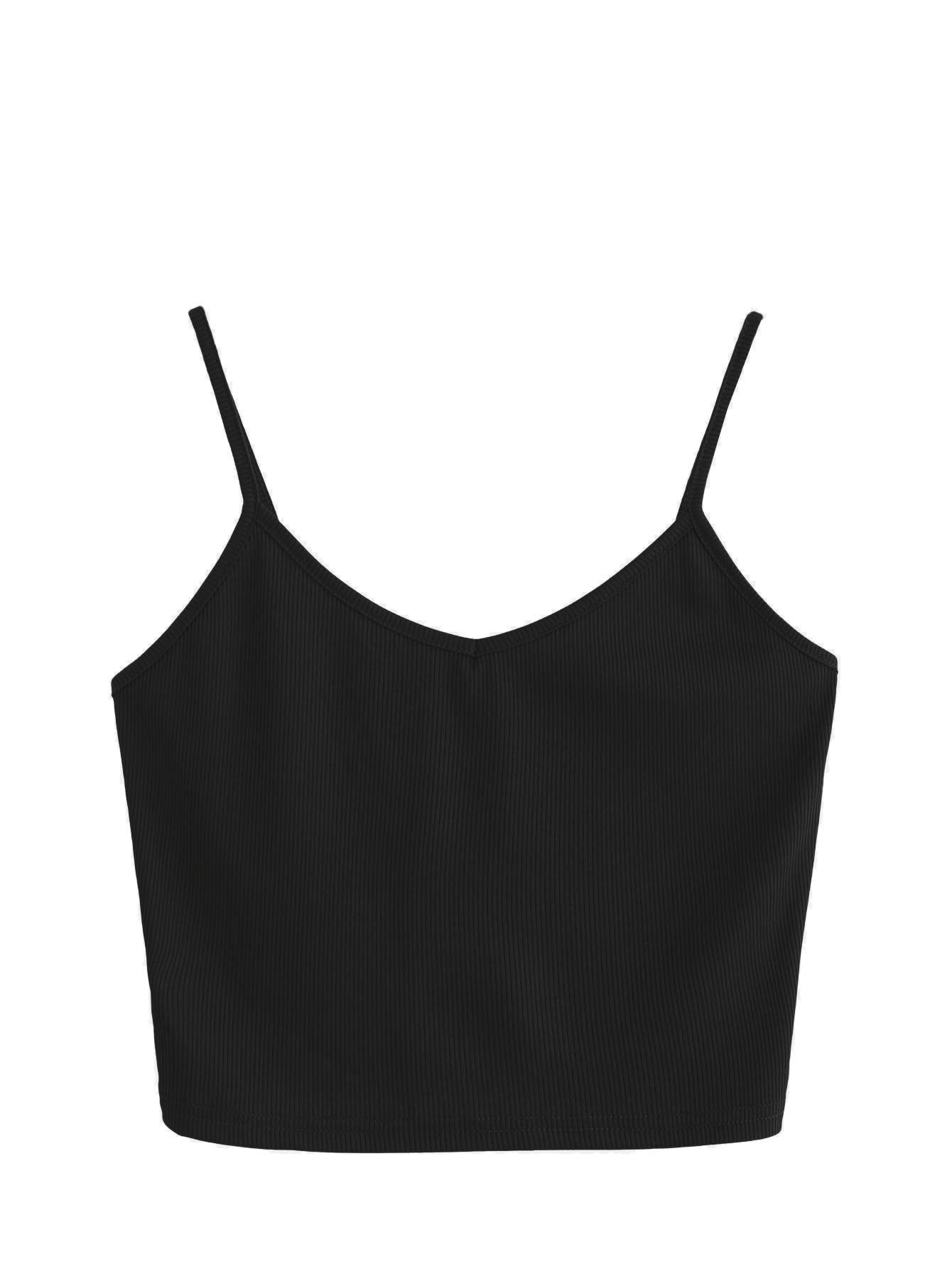 SheIn Women's Casual V Neck Sleeveless Ribbed Knit Cami Crop Top