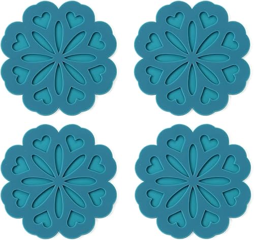 Set of 4 Silicone Trivet Mat - Hot Pot Holder Hot Pads for Table & Countertop - Trivet for Hot Dishes - Non-Slip & Heat Resistant Modern Kitchen Hot