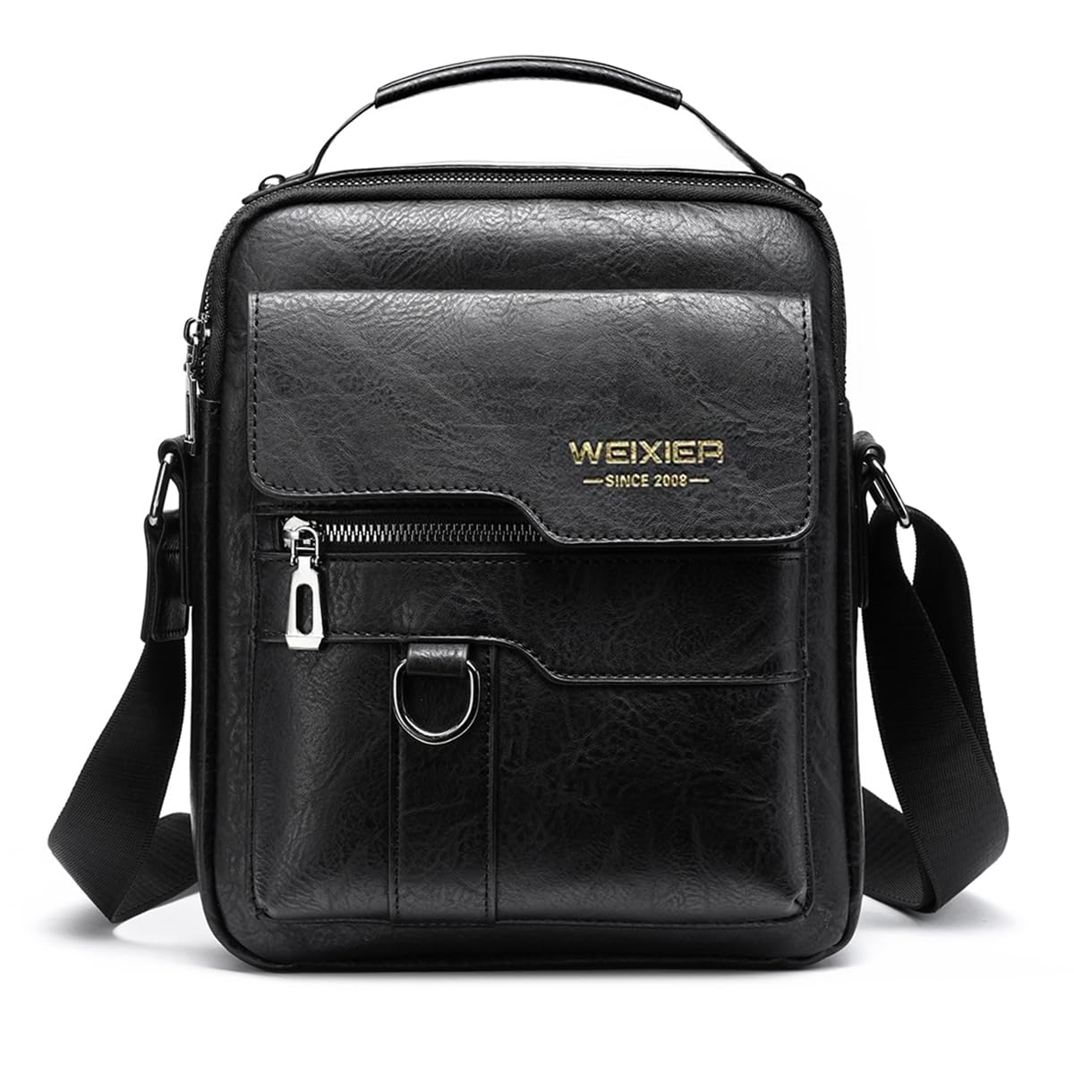 Bandoleras Hombre Cuero Bolso de Bombro Pequeña Mariconera Cruzada Bolso de Negocios Mano Hombre Vintage Bolsas de Trabajo Teléfono Cartera Monedero para Viajes,Compras (Negro Bolso Bandolera Hombre)