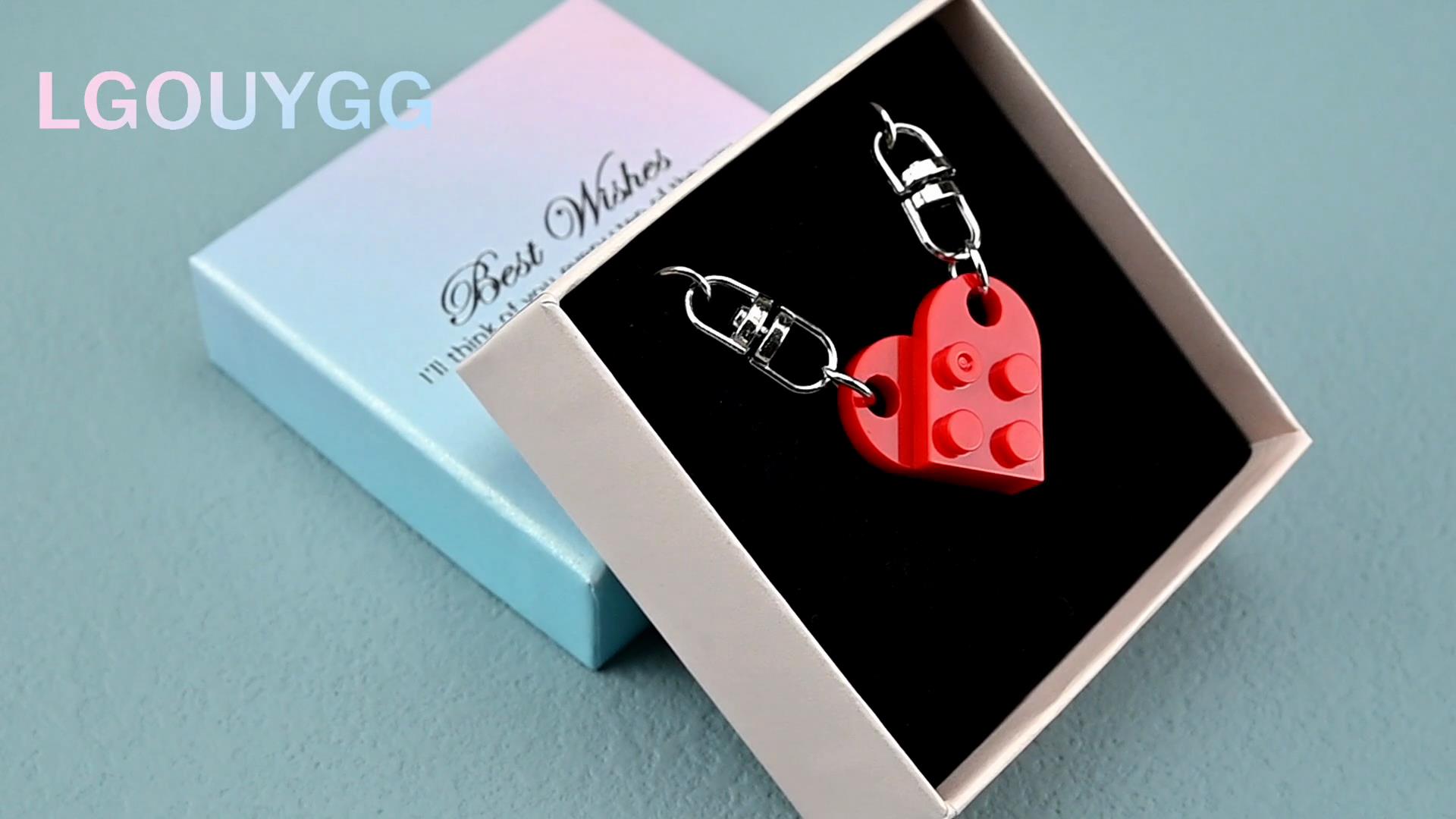 LGOUYGG Matching Brick Keychain for Couples, Cute Heart Shape