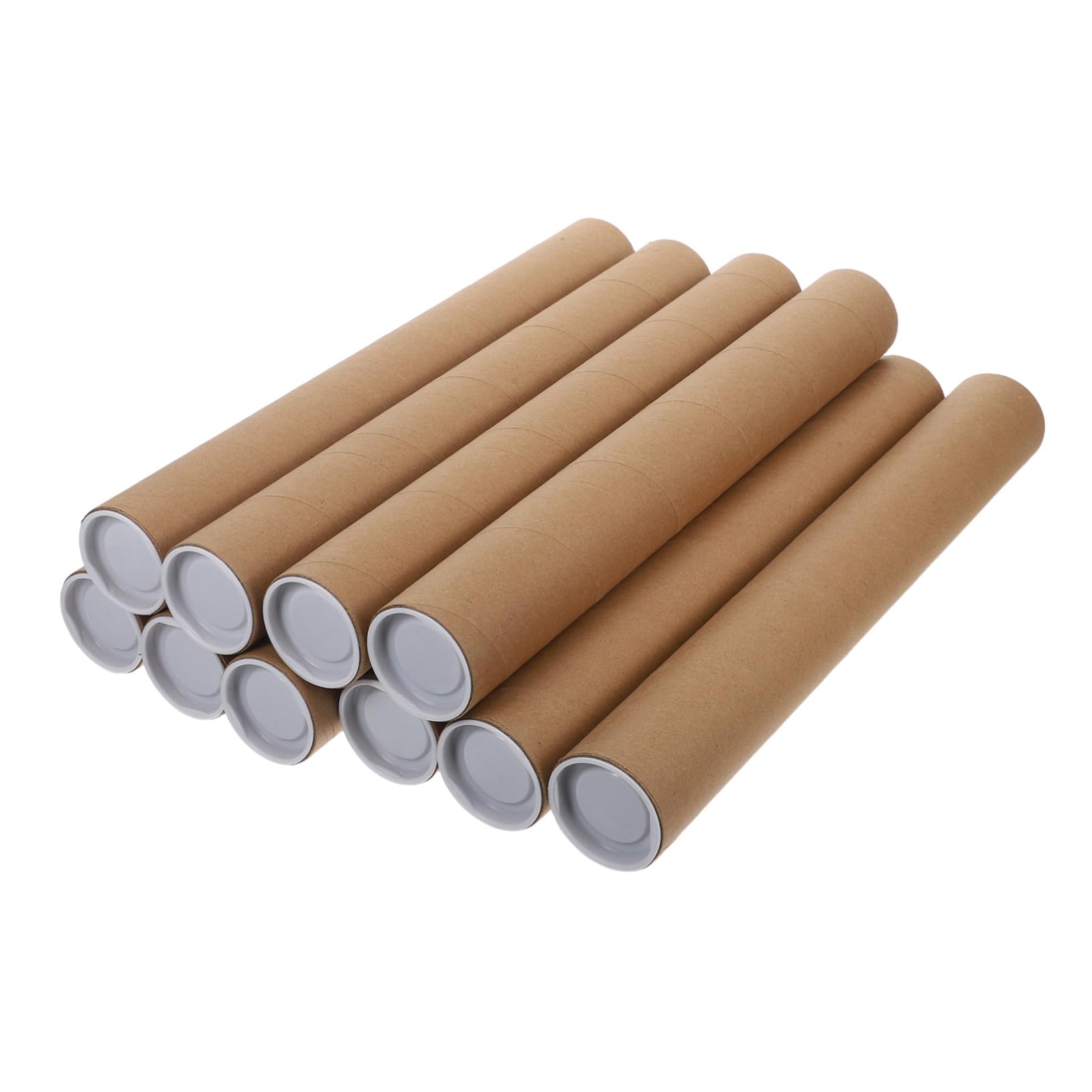 Tofficu 10 Stück Runde Posterröhren aus Braunem Kraftpapier mit Deckel Verstärkte Versandhülsen zum Aufbewahren und Versenden von Kunstwerken und Dokumenten