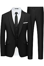 Men’s Slim Fit Suit One Button 3-Piece Blazer Dress Business Wedding Party Jacket Vest & Pant