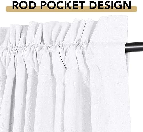 Miniatura 6 de H.VERSAILTEX Cortinas de aspecto de lino 100% opacas de 63 pulgadas de largo para dormitorio con bolsillo para cortinero, cortinas de ventana