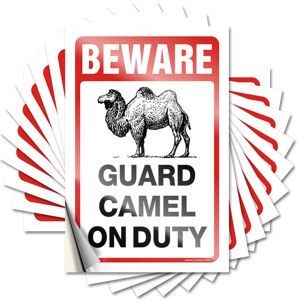 Fzfn Colour Tattoos Farmhouse Porch Decor Peel And Stick - Beware! Guard Camel On Duty Hard Custom Waterproof Vinyl For Standing(8X12cm)