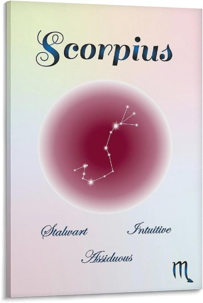 Scorpius Gradient Art , Scorpius Zodiac, Spiritual Celestial Astrology, Scorpius, Star Sign Gift, Quantum Aura Canvas Art Poster And Wall Art Picture Print Modern Family Bedroom Decor Posters Frame-