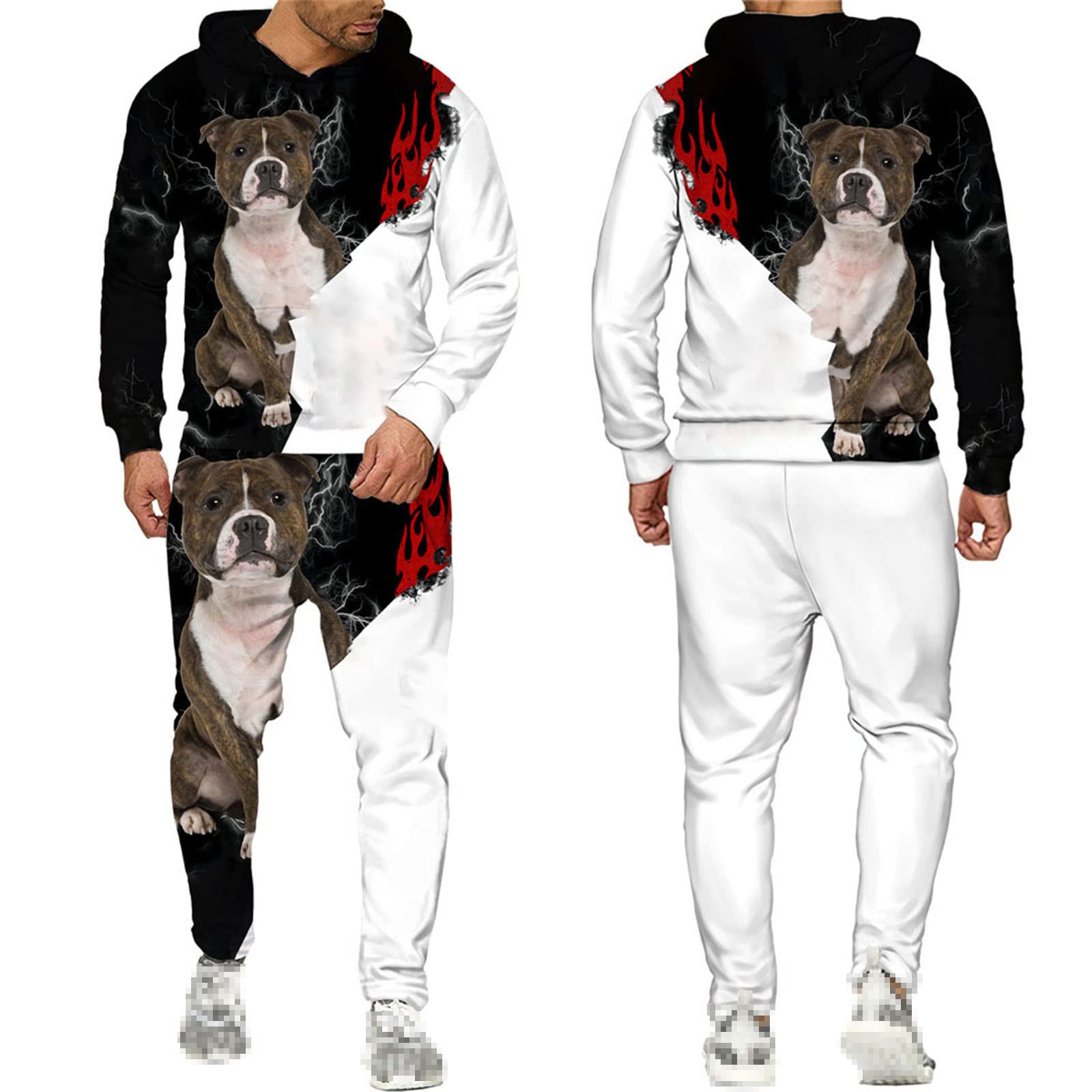 Uomo con cappuccio Sportswear 3D Stampa Cane Moda Boxe Abiti Uomo Abbigliamento Sportivo Abiti Autunno Streetwear, 1, L